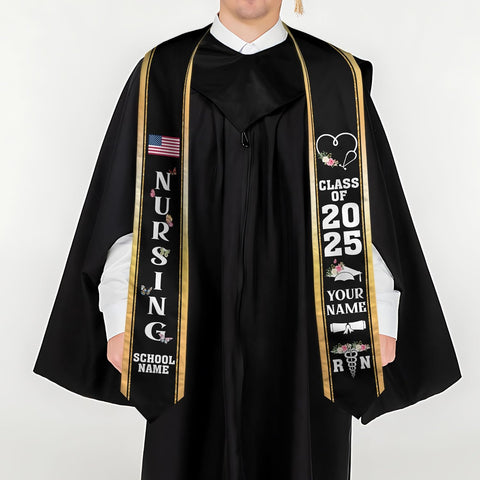 Pretyprints Custom Nurse Sash Graduation, RN Graduation Stole Gifts for Friends Nursing Student Senior Class Of 2025