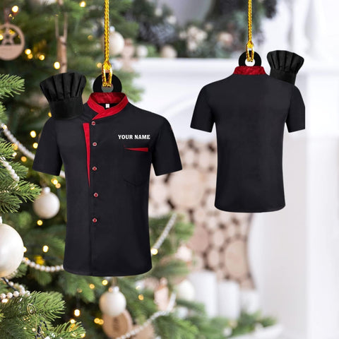 MoonArt Personalized Chef Black Shirt Ornament Christmas Chefs Hat Ornaments for Tree Chiefs O36 Multi-colored