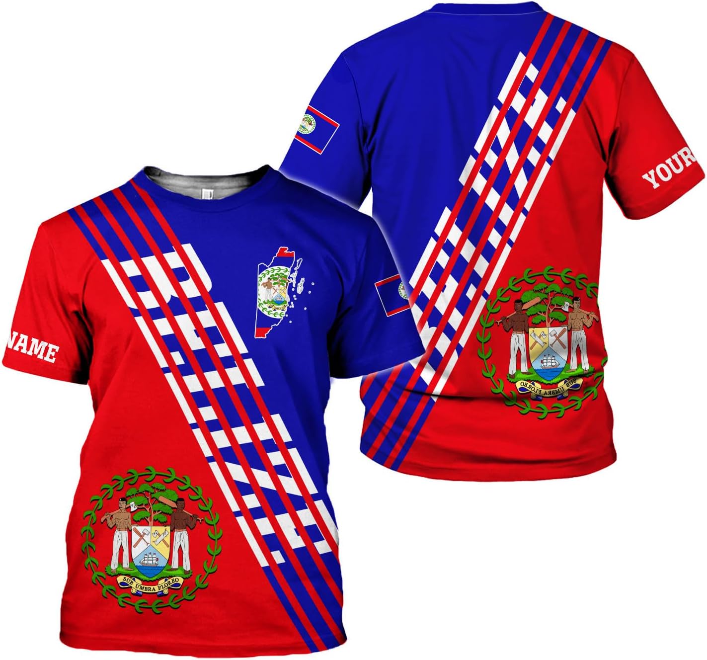 Artparel Personalized Belize Shirt Coat of Arms of Belize Flag Shirts Belizean Country Flag Gift T-Shirt Belizean Shirt S-5XL