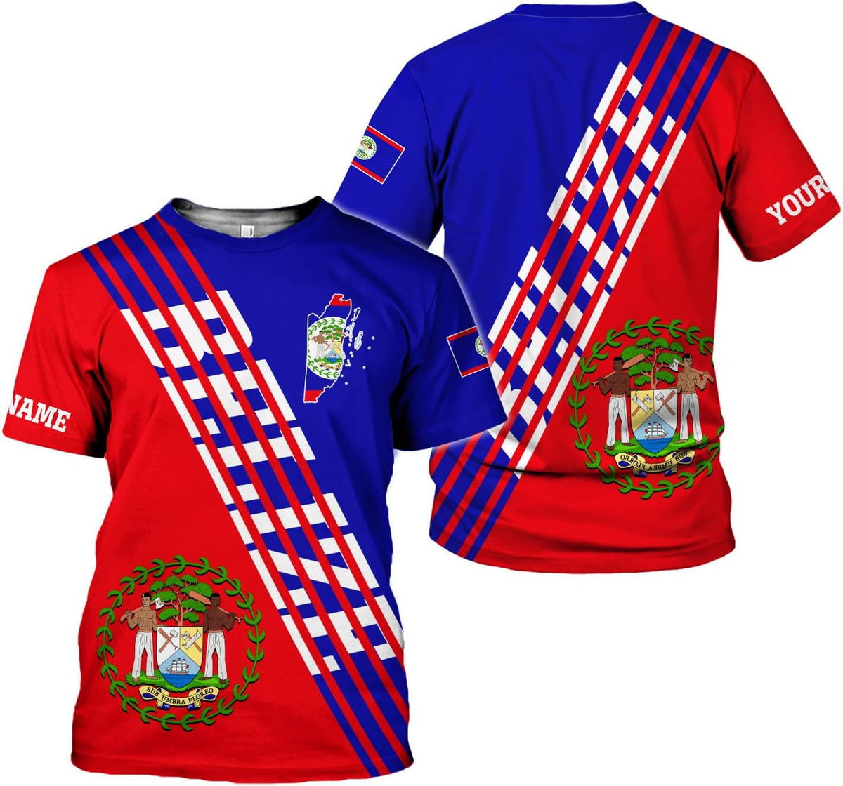 Artparel Personalized Belize Shirt Coat of Arms of Belize Flag Shirts Belizean Country Flag Gift T-Shirt Belizean Shirt S-5XL