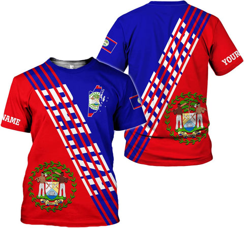Artparel Personalized Belize Shirt Coat of Arms of Belize Flag Shirts Belizean Country Flag Gift T-Shirt Belizean Shirt S-5XL