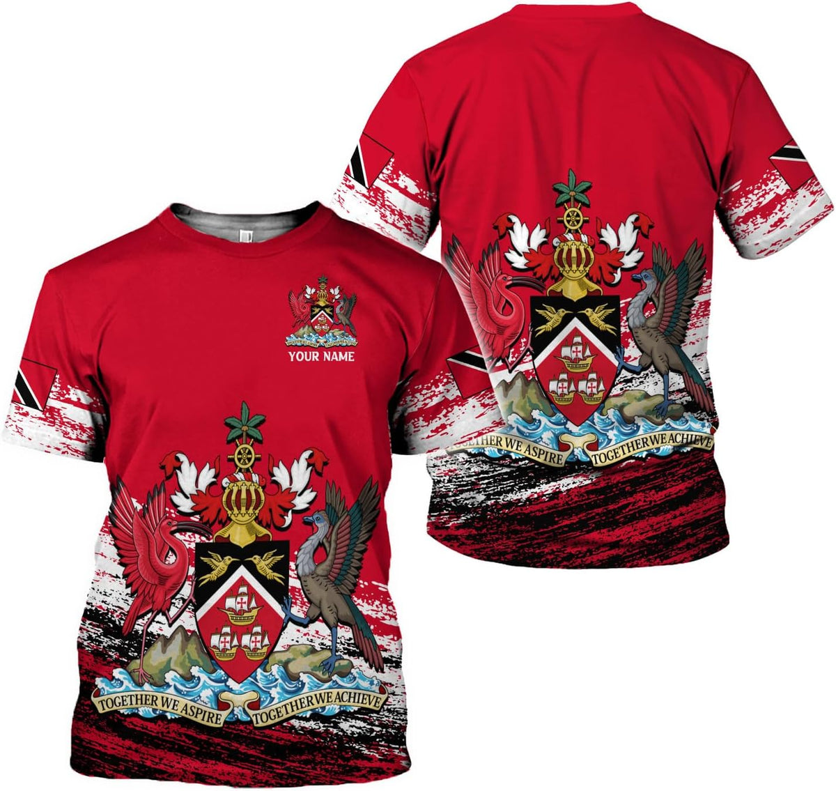 Artparel Personalized Trinidad and Tobago Shirt Trinidad and Tobago Coat of Arms Flag ShirtsTrinidad and Tobago Crest