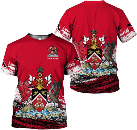 Artparel Personalized Trinidad and Tobago Shirt Trinidad and Tobago Coat of Arms Flag ShirtsTrinidad and Tobago Crest