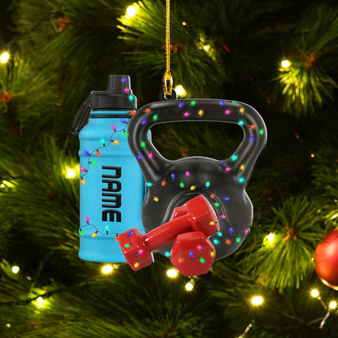 AOVL Personalized Weight Plate Ornament Weight Ornament Fitness Gift for Gym Ornament Merry Liftmas Christmas Hanging Ornaments Weight Plates Ceramic Ornament (DF5)
