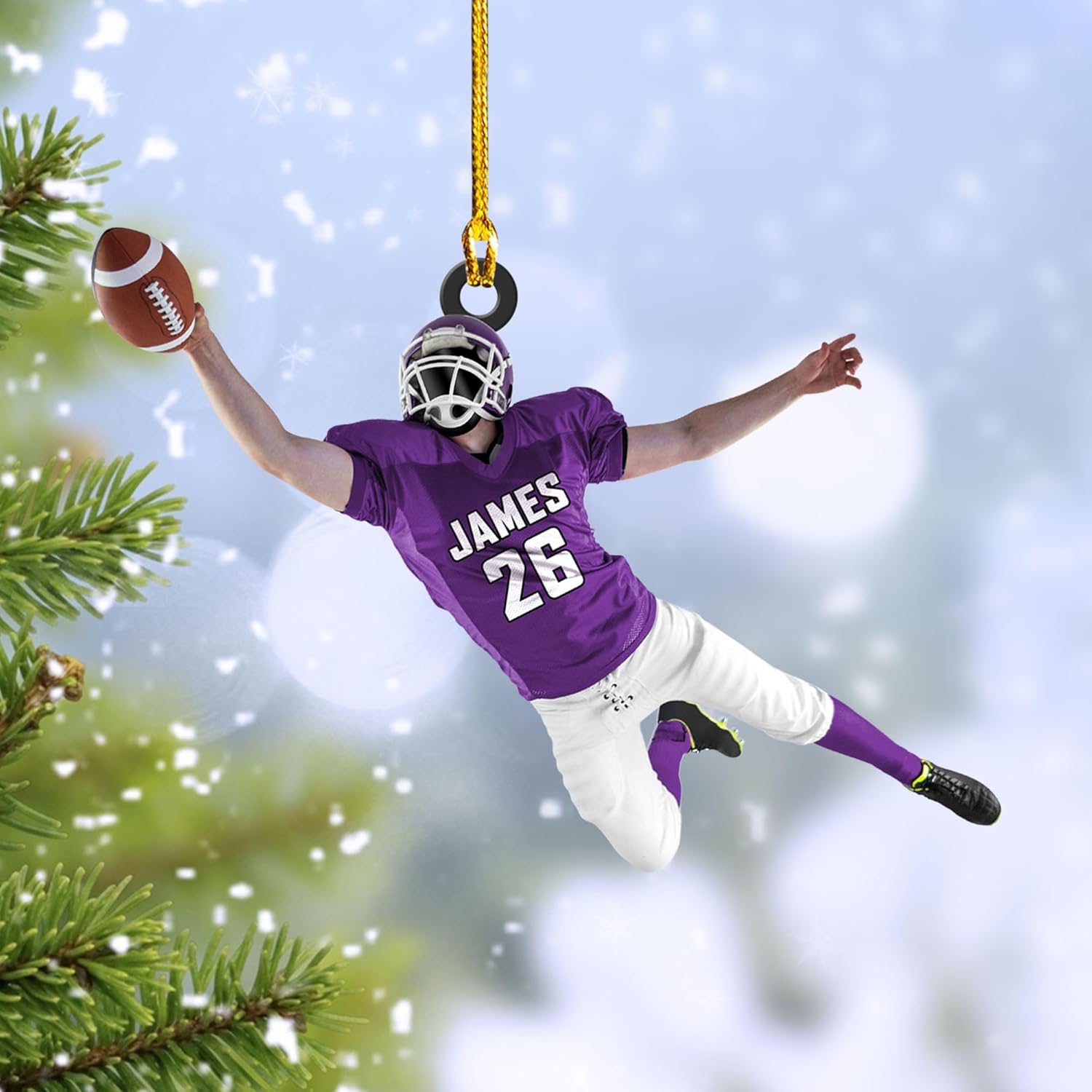 RoyalBro Personalized Football Ornaments 2023, Customized American Football Christmas Ornament, Football Ornament Christmas Tree Hanging Ornament Pine Tree Decorations (Football 6)