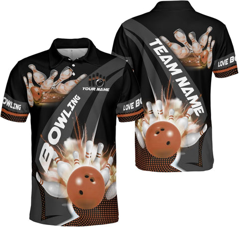 Ligthuy Personalized Name Bowling Polo Shirts 3D for Men and Women, Bowling Shirt, Bowling Shirts for Men Team Bowling Shirt