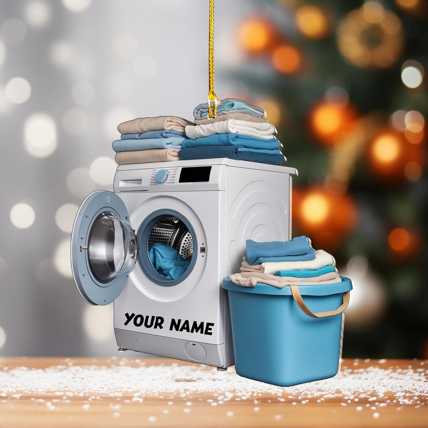 Personalized Washing Machine Christmas Ornament,Home Appliance Consumer Electronics Christmas Ornament, Clothes Washer Christmas Tree Decor, Washing Machines Ornament (Acrylic, Style 3)