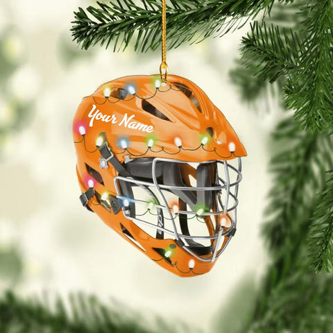 HomeDesign Personalized Lacrosse Ornament, Lacrosse Amor Shape Flat Ornament, Lacrosse Helmet Ornaments, Gifts for Lacrosse Lovers, Lacrosse Players, Lacrosse Christmas Ornament (LA 4)