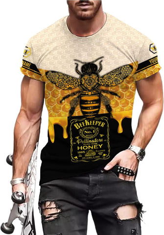 RoyalBro Personalized Bee Keeper Beekeeper Shirt Custom Bee Keeper Beekeeping Shirts Honey Bees Gift Unisex 3D AOP T Shirt (Style 6) Multicolor