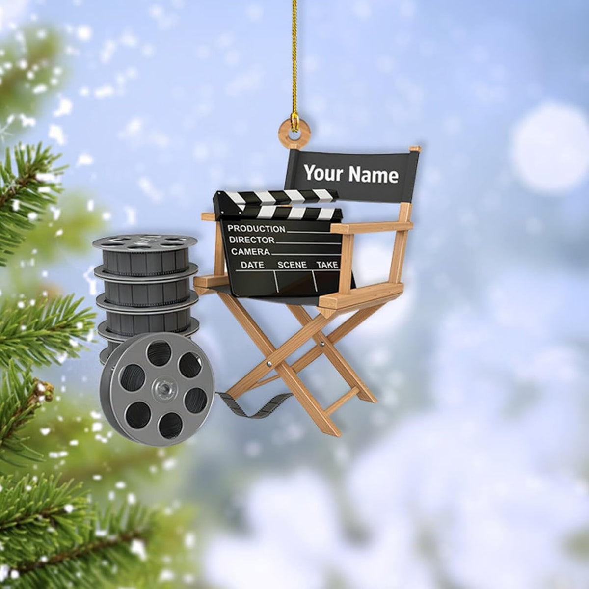 AOVL Personalized Film Clapboard Ornament Movie Clapper Christmas Ornaments Film Clapboard Ornament Film Clapper Ornament Director Clapboard Christmas Ornament Movie Clapperboard Theater (Film 3)