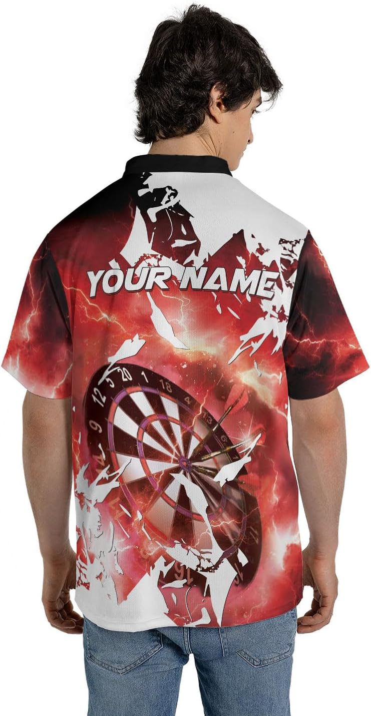 Artparel Custom Dart Shirts for Men Dart Bowling Jersey 3D Shirts Mens Darts Quarter-Zip Shirt Darts Jerseys with Team Name