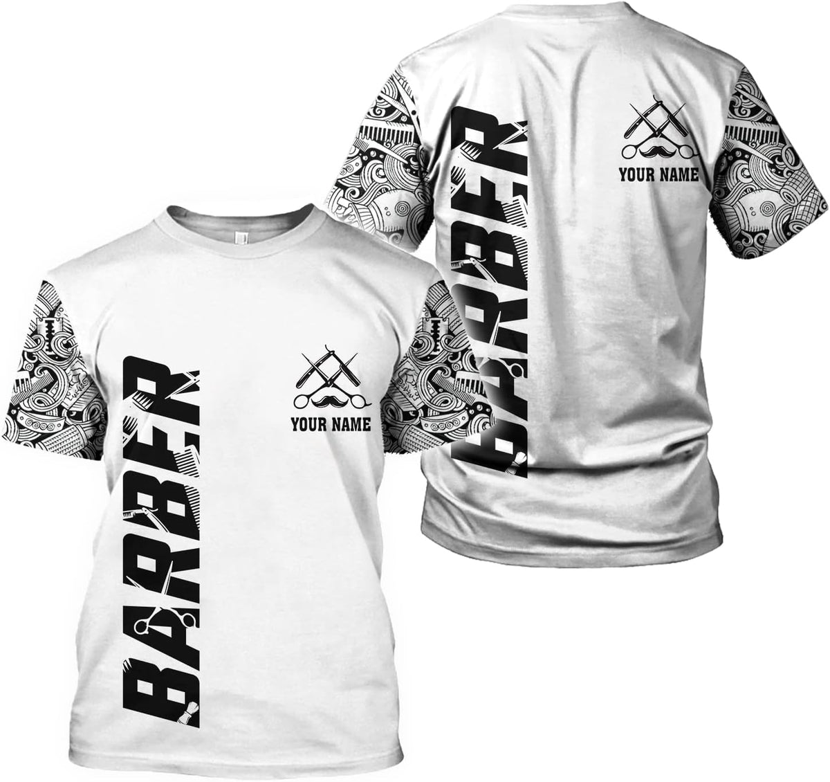 Vybonz Personalized Name Barber Gift for Barber 3D All Over Printed Shirts Gift for Men and Women