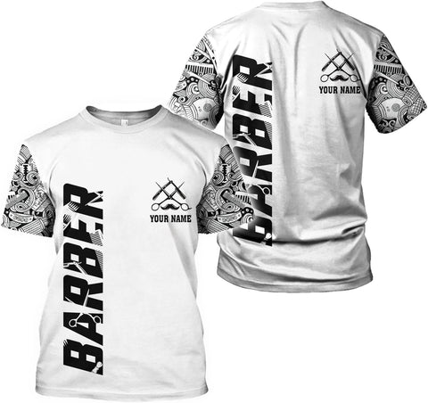 Vybonz Personalized Name Barber Gift for Barber 3D All Over Printed Shirts Gift for Men and Women