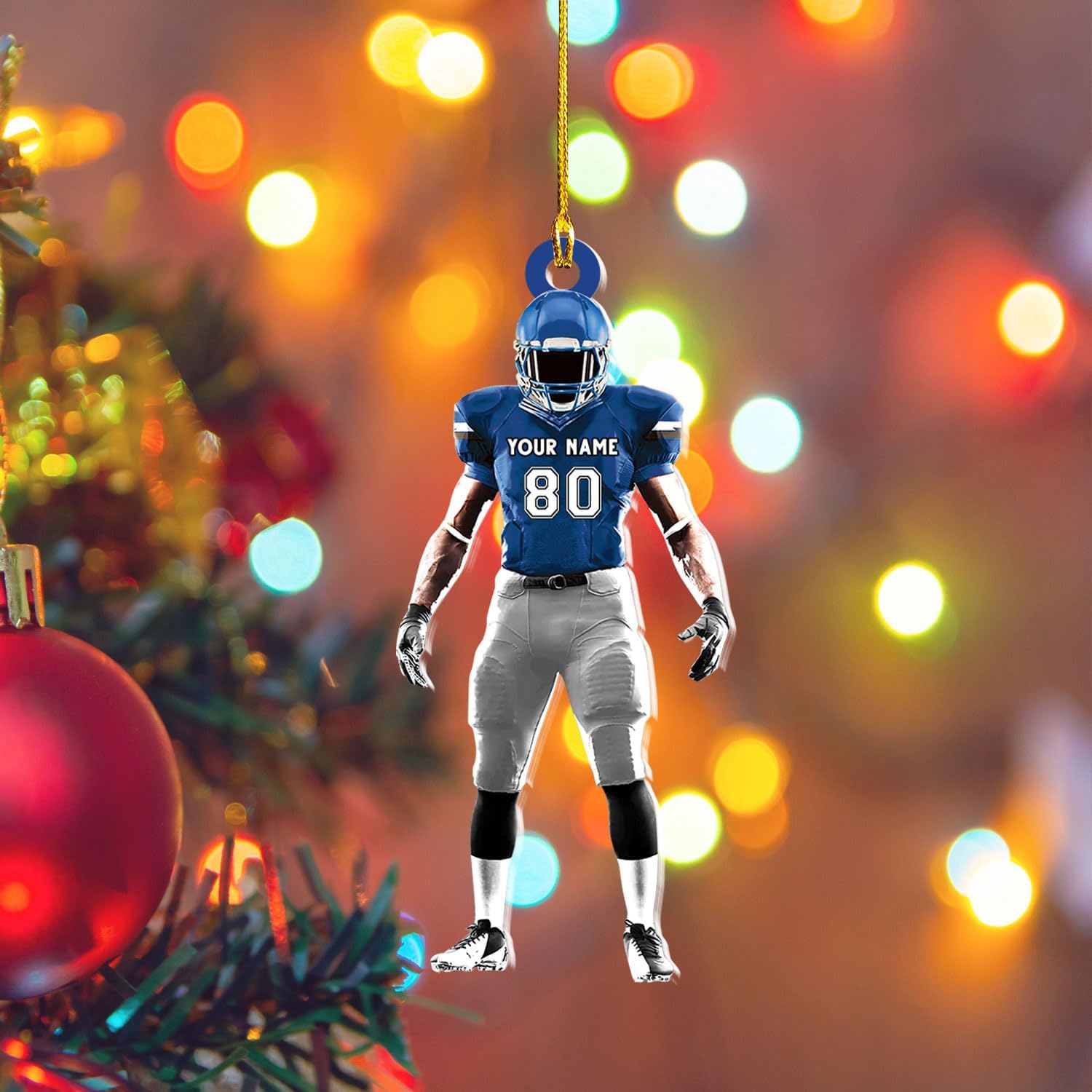 RoyalBro Personalized Football Ornaments 2023, Customized American Football Christmas Ornament, Football Ornament Christmas Tree Hanging Ornament Pine Tree Decorations (F4)