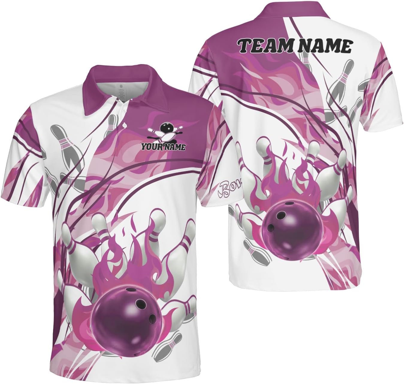 Ligthuy Personalized Name Bowling Polo Shirts 3D for Men and Women, Bowling Shirt, Bowling Shirts for Men Team Bowling Shirt