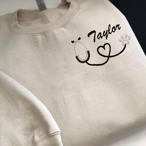 Personalized Veterinarian Embroidered Sweatshirt, Custom Vet Tech Shirt, Veterinary Technician Week Gifts, Veterinary Gifts