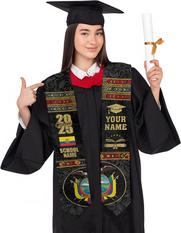 Pretyprints Ecuador Graduation Stole, Ecuadorians American Flag Graduation Sash 2025, Ecuadorians Graduation Sash