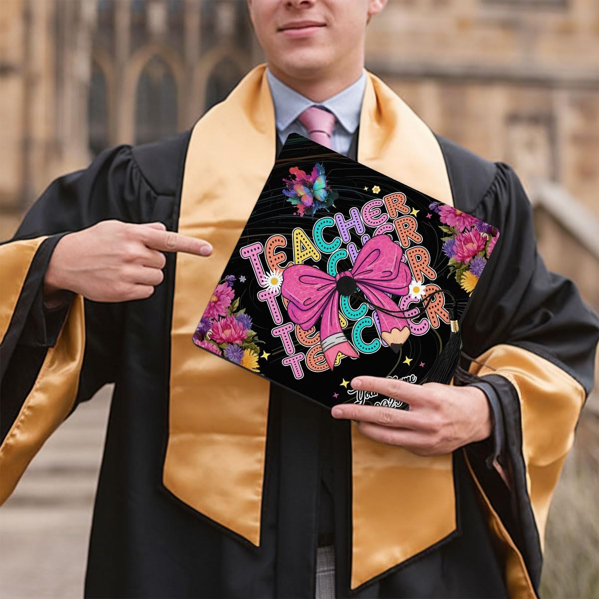 Pretyprints Personalized Teacher Graduation Cap Topper Teacher Gift Class Of 2025 Graduation Cap Decoration Topper