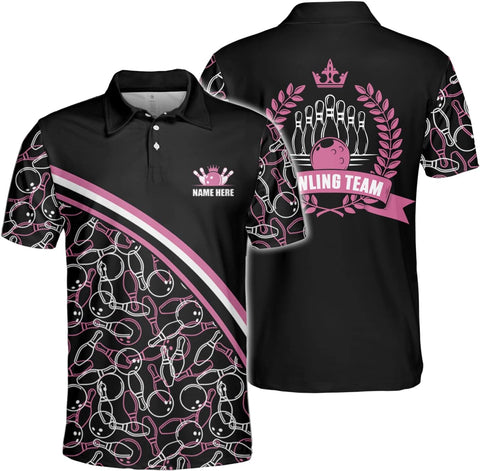 Personalized Name Bowling Polo Shirts 3D for Women, Bowling shirt, Bowling Shirts for Womens, Team Bowling Shirt Women1