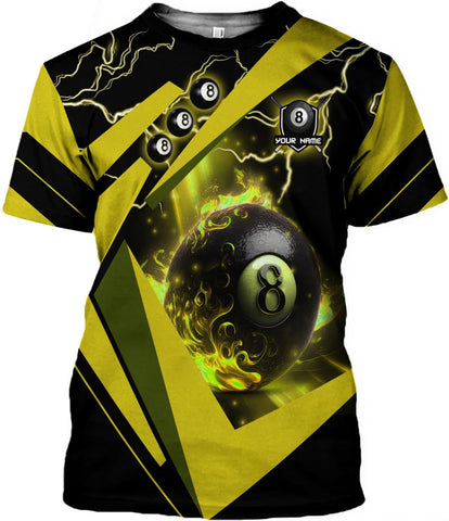 Pretyprints Personalized 3D Billiard Shirt Custom Name Men Women Team Apparel Pool 8 Ball Flag Tshirt Billiards Shirts Gift