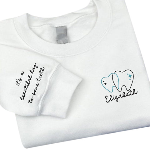 Leeprints Personalized Embroidered Sweater, Dental Assistant & Hygienist Gift, Nurse Hoodie