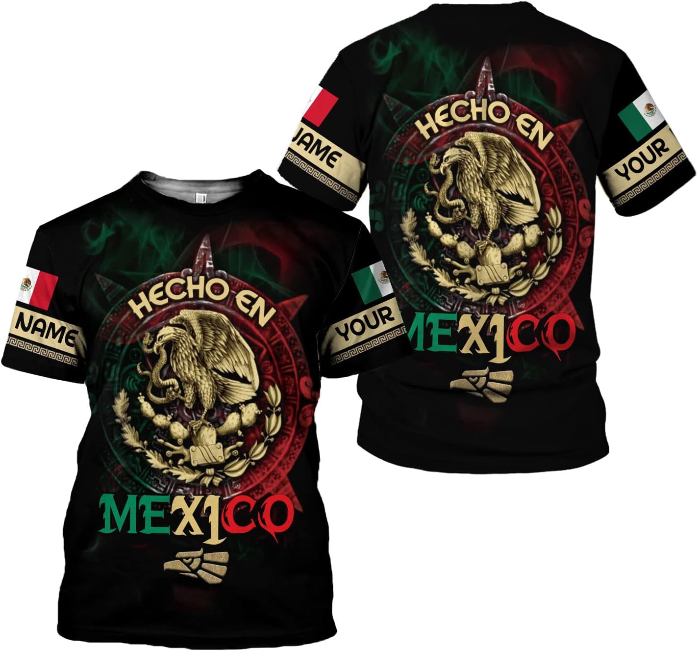 Personalized Name Mexican Shirts for Men, Customized Mexico Shirts for Men, Mexico Shirts for Women Mexico Shirt Eagle Flag