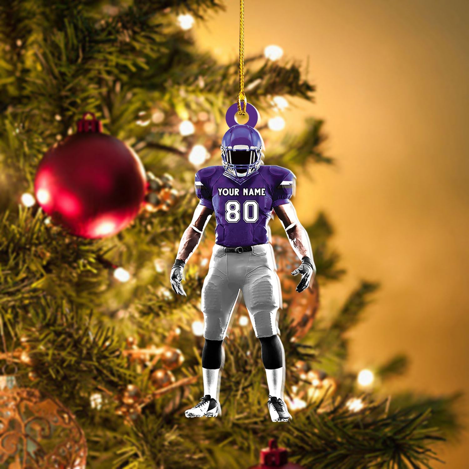 RoyalBro Personalized Football Ornaments 2023, Customized American Football Christmas Ornament, Football Ornament Christmas Tree Hanging Ornament Pine Tree Decorations (F4)