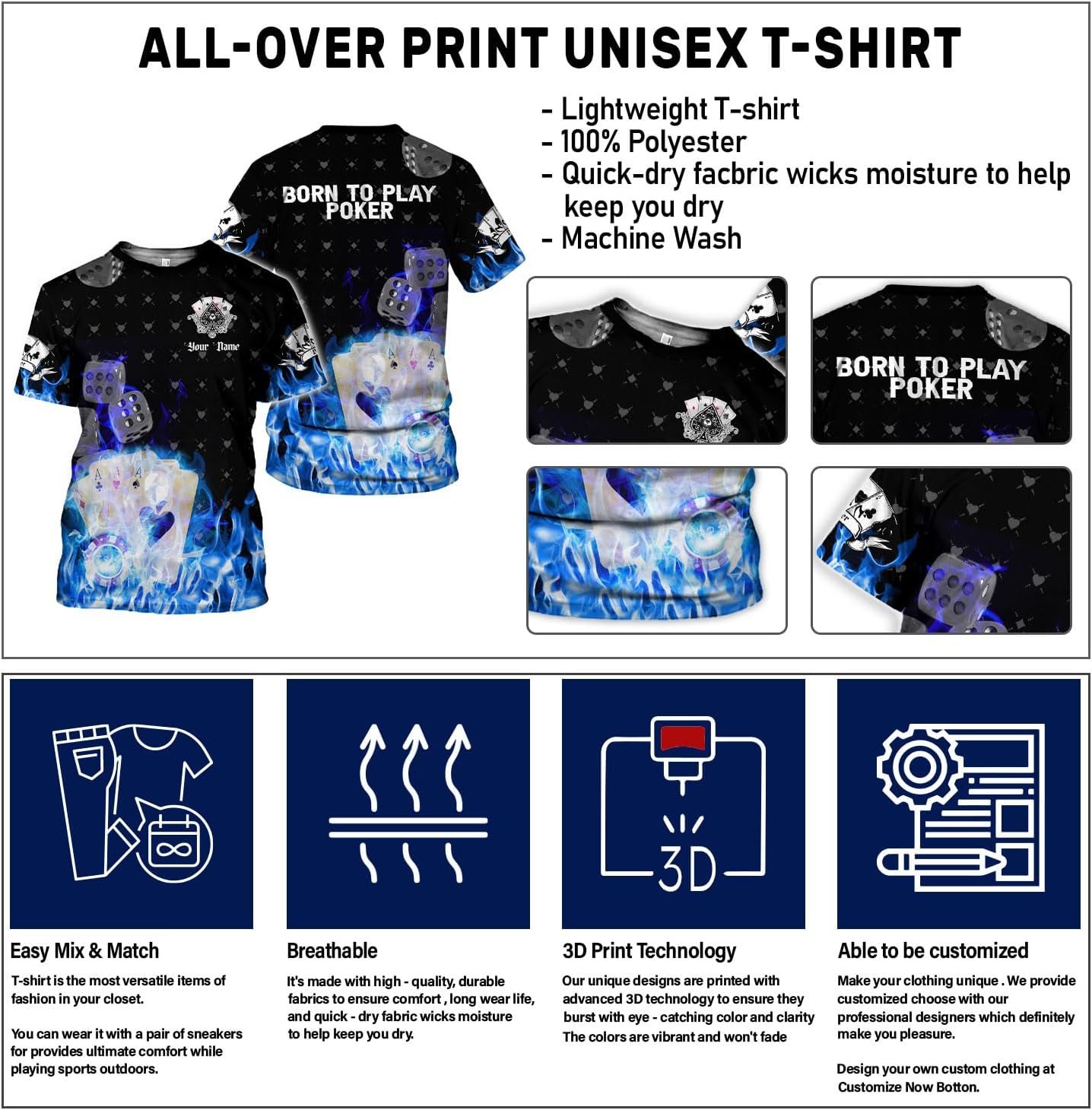 Royal Fight Personalized Poker Shirt 3D Funny Poker Shirt for Men Casino Poker Shirt Gifts Men Women Funny Poker Gift
