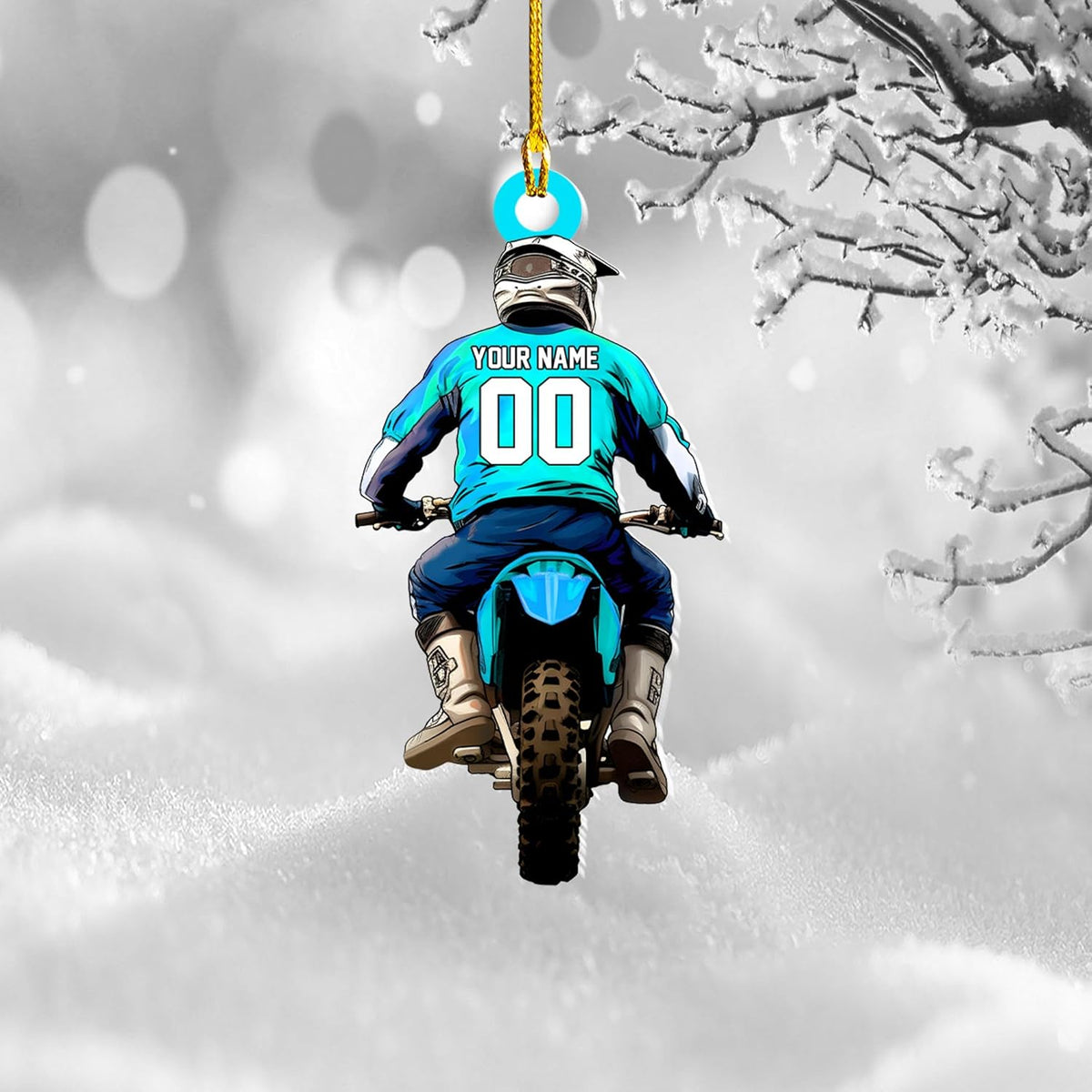 Personalized Dirt Bike Acrylic Ornament, Dirt Bike Christmas Ornament 2024, Dirt Bike Player Ornament, Dirt Bike Tree Decor, Motocross Dirt Biker Ornaments for Christmas Tree (Style 2)