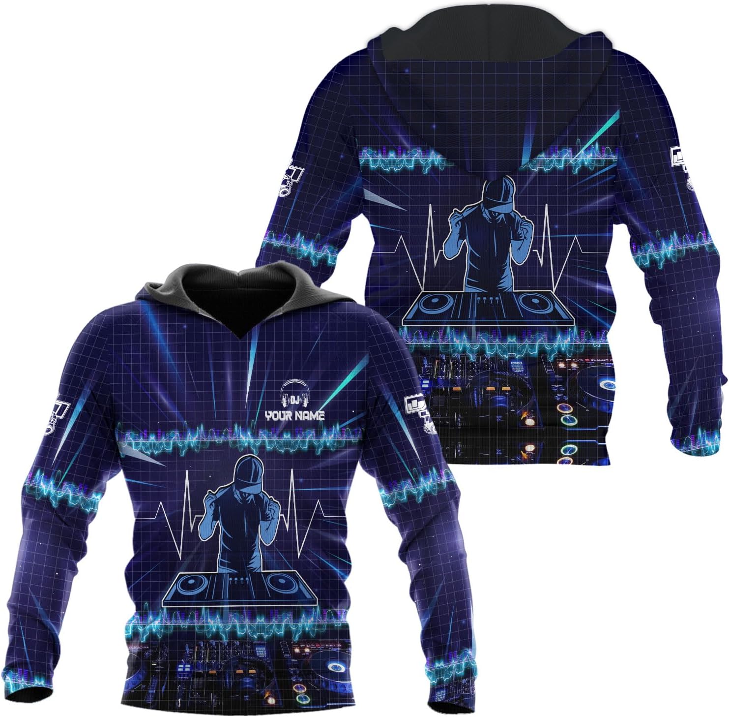 MAPrints Personalized DJ 3D T-Shirts, Custom Name DJ 3D Tee, EDM Music Festival Clothing, DJ Gift Birthday, DJ Gifts for Men