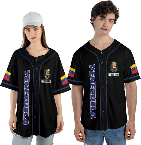 Personalized Name Venezuela Baseball Jersey Shirt, Venezuela Jersey for Men and Women Baseball Jersey Shirt Unisex S-5XL