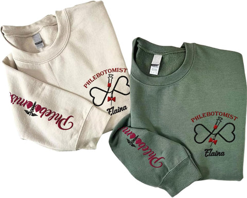 Custom Phlebotomist Sweatshirt Medical Sweater Phlebotomy Tech Shirt Syringe Needle Blood Gift New Technician Veins