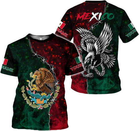 Mostefy Personalized Name Mexican Shirts 3D Customized Mexico Shirt US Flag, Mexican Shirts for Women Unisex