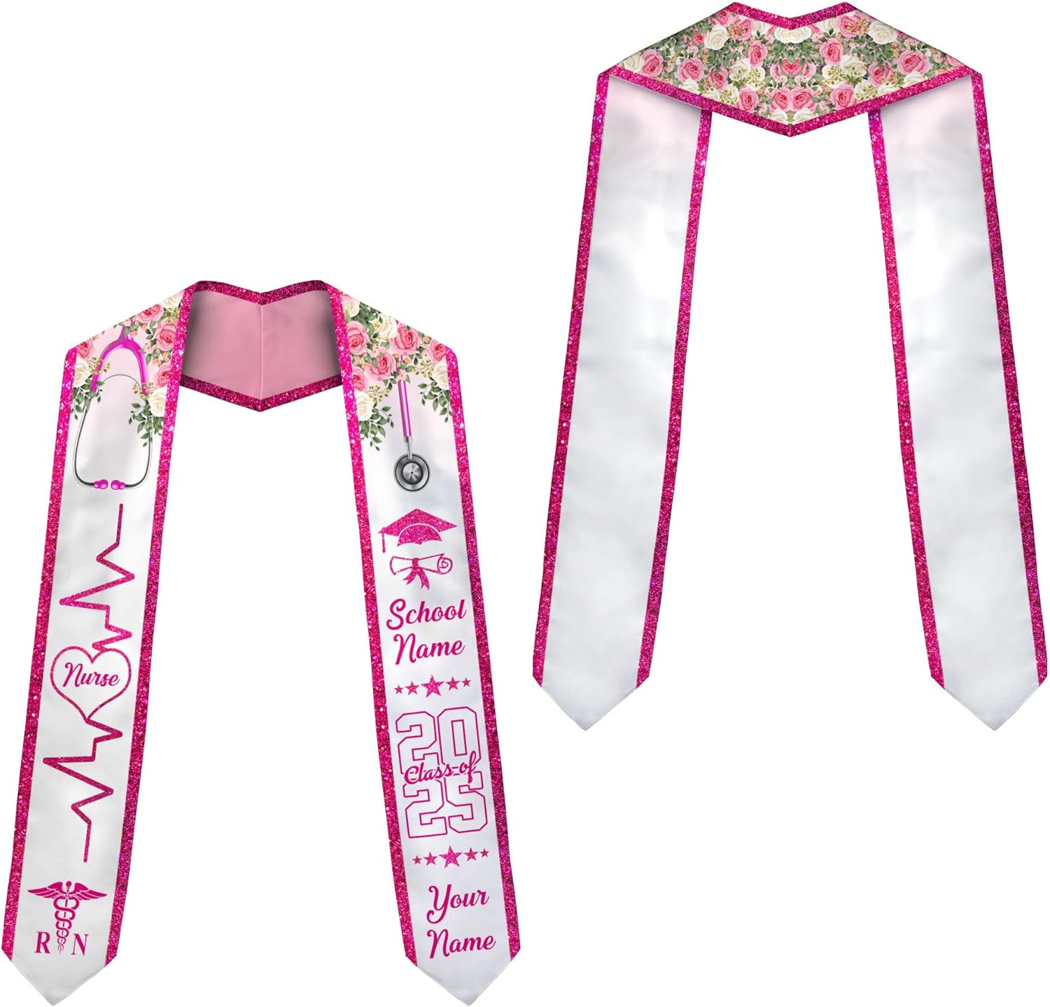 Pretyprints Custom Nurse Sash Graduation, RN Graduation Stole Gifts for Friends Nursing Student Senior Class Of 2025