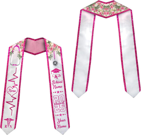 Pretyprints Custom Nurse Sash Graduation, RN Graduation Stole Gifts for Friends Nursing Student Senior Class Of 2025