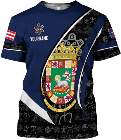 Personalized Name Puerto Rico T-Shirt 3D, Puerto Rico Shirt for Men Women, Puerto Rico Flag T Shirt All Over Printing S-5XL
