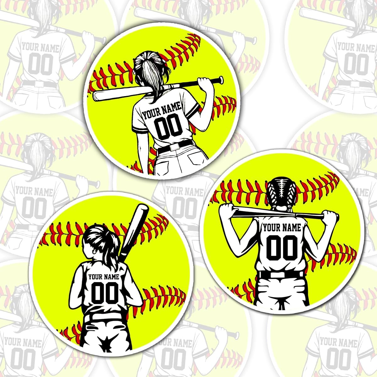 Personalized Softball Stickers for Helmets Custom Softball Sticker Gift Softball Helmet Stickers for Girls Boys Baseball Sport Player Softball Vinyl Decal Water Bottle Laptop Toolbox Phone Car (Sb5)