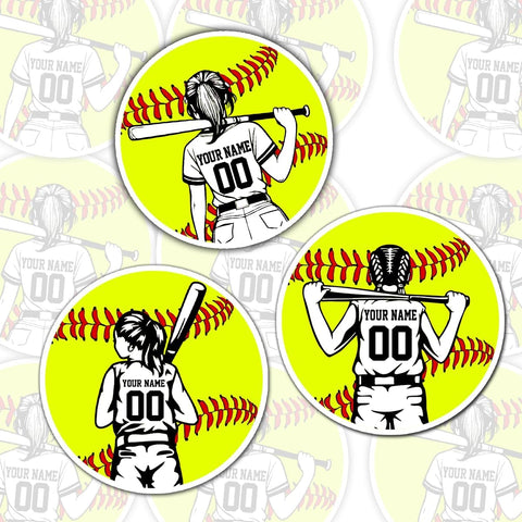 Personalized Softball Stickers for Helmets Custom Softball Sticker Gift Softball Helmet Stickers for Girls Boys Baseball Sport Player Softball Vinyl Decal Water Bottle Laptop Toolbox Phone Car (Sb5)