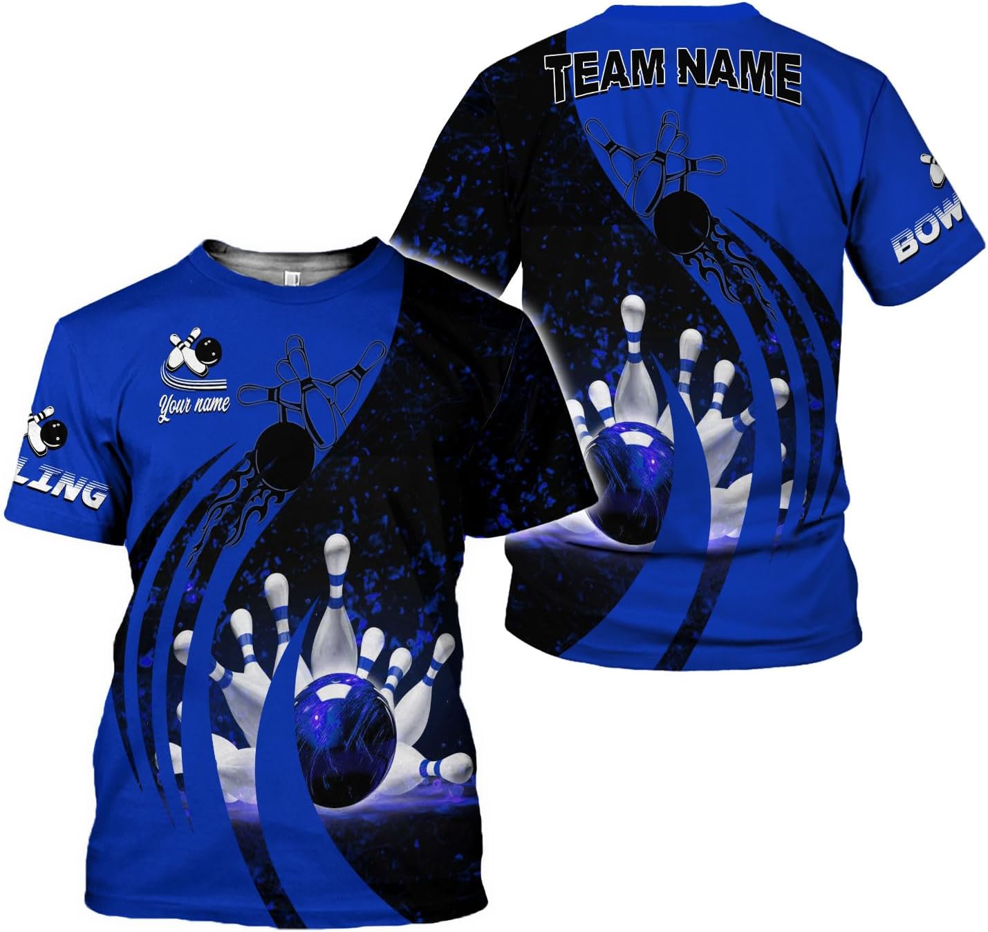 Rivelus Personalized Name Bowling Shirts for Men and Women 3D, Bowling Shirts for Team Bowling, Bowling Shirts Gift