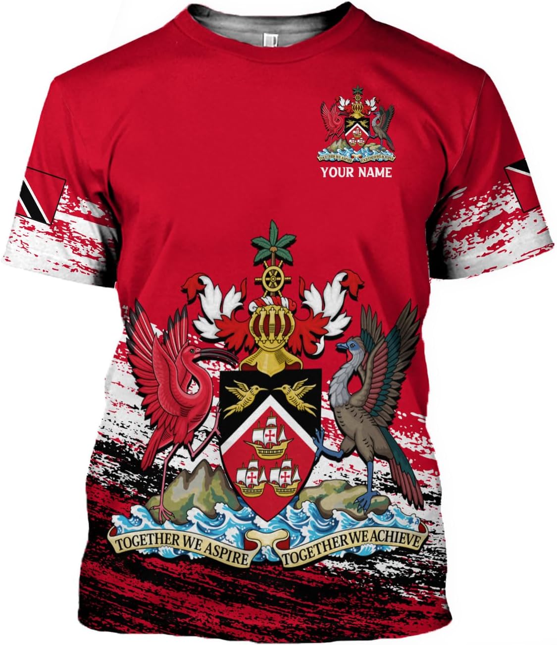 Artparel Personalized Trinidad and Tobago Shirt Trinidad and Tobago Coat of Arms Flag ShirtsTrinidad and Tobago Crest