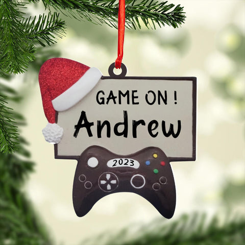 Tinoshop Personalized Name Collection Gaming Controller Acrylic Ornament Christmas Shape Flat Christmas Ornament for Gamer, Video Game Christmas Ornaments Gift for Boys Girls Adult Size 3.5'' (ON35)