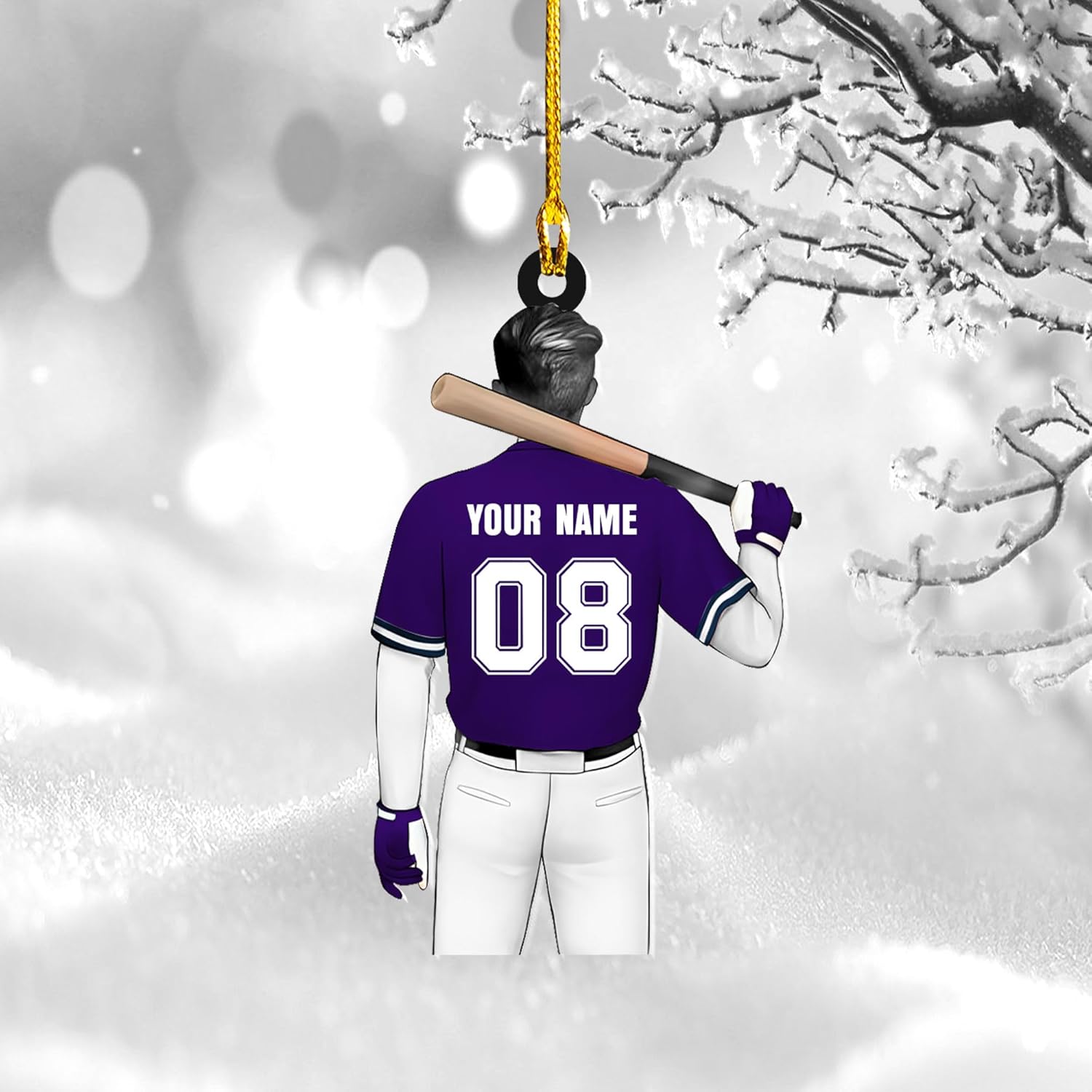 Artparel Personalized Baseball Ornament Christmas Tree Decoration Custom Baseball Christmas Ornament 2D Shape Flat Baseball Lover Gifts Beginner Baseball Players Ornament Gift (BB 4)