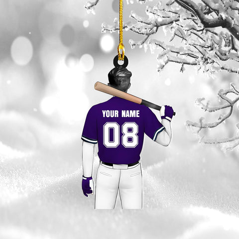 Artparel Personalized Baseball Ornament Christmas Tree Decoration Custom Baseball Christmas Ornament 2D Shape Flat Baseball Lover Gifts Beginner Baseball Players Ornament Gift (BB 4)
