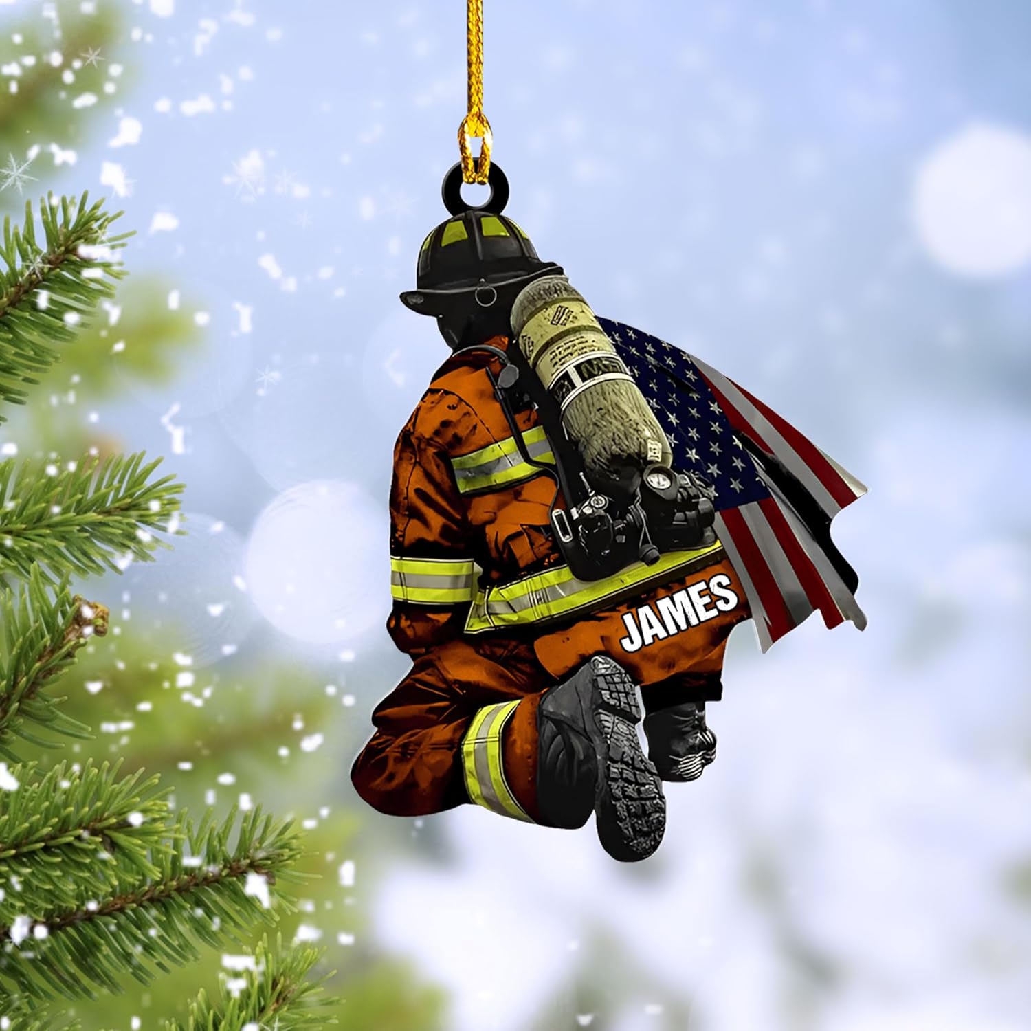 Suseaz Personalized Firefighter Uniform Ornament Firefighter Gifts for Men Firefighter Ornaments for Christmas Tree Firefighter Gifts for Men Firefighter Gifts Xmas (FF13)