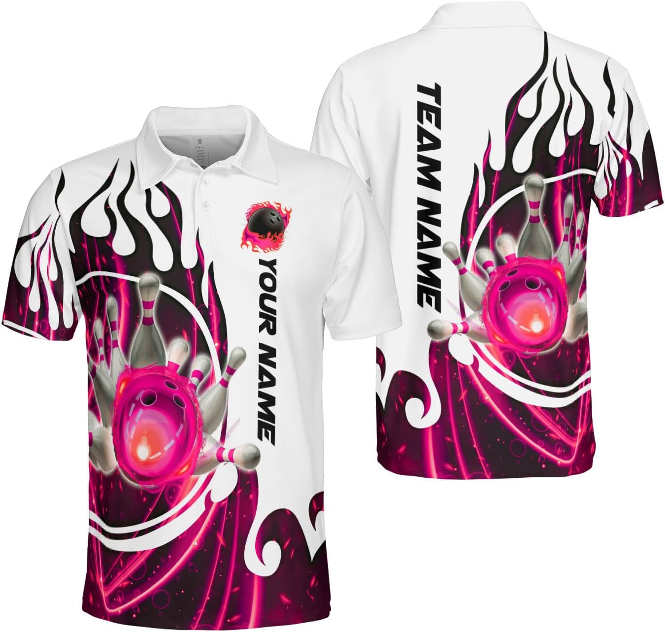 Mostprints Personalized Name Bowling Polo Shirts 3D for Men and Women, Bowling shirt, Bowling Shirts for Men Team Bowling Shirt