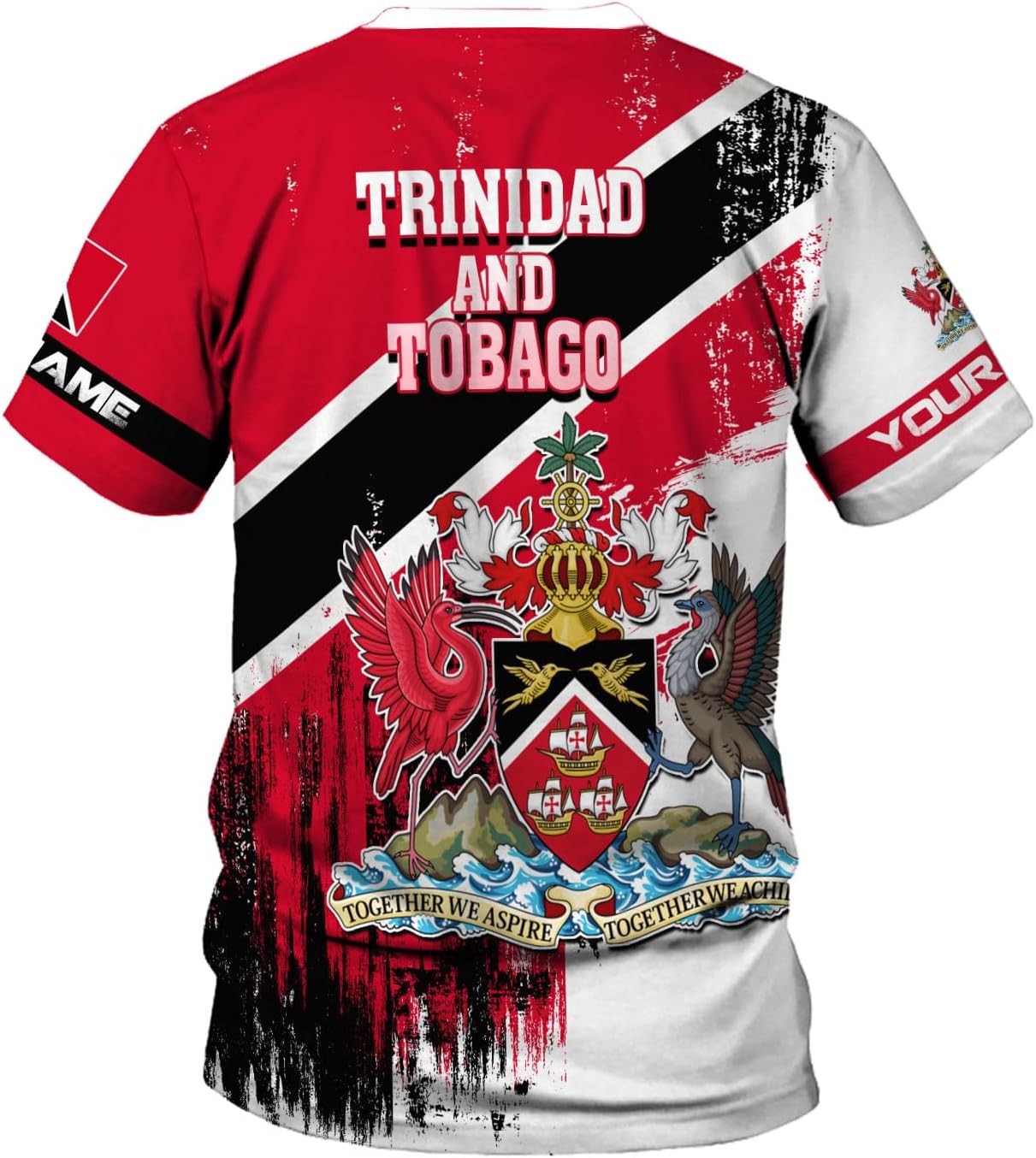 Artparel Personalized Trinidad and Tobago Shirt Trinidad and Tobago Coat of Arms Flag ShirtsTrinidad and Tobago Crest