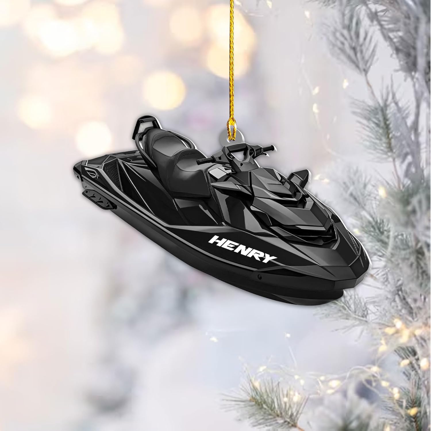 AOVL Custom Jet Ski Ornaments 2024 Jet Boat Ski Christmas Ornament Skiing Jet Boat Christmas Tree Ornament Gift for Watercraft Lovers Speed Boat Ornaments (JK5)