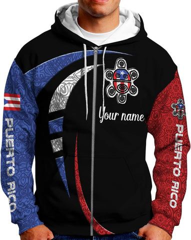 Mostefy Personalized Name Puerto RICO Flag 3D All Over Printed Premium Sportwear Hoodie, T Shirt, Zip Up Hoodie, Sweatshirt For Men Women HDM91 Multicolor