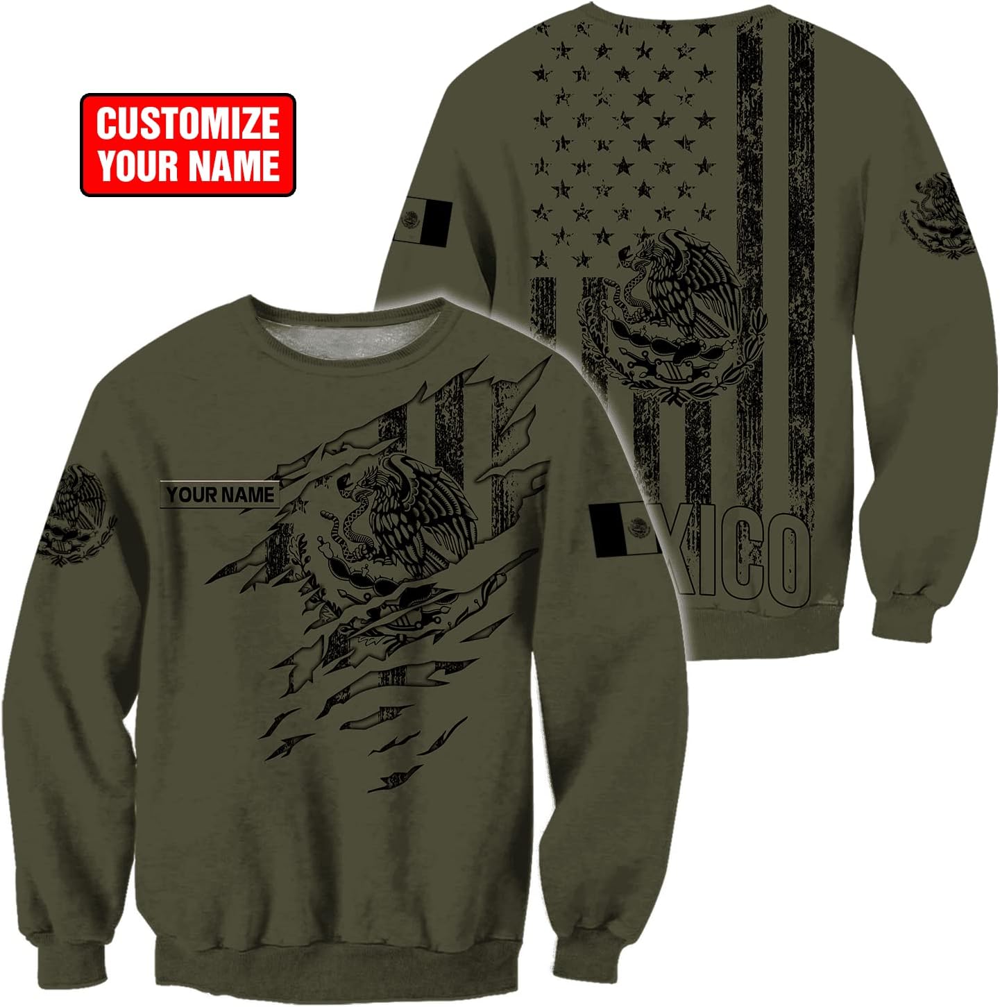 Personalized Name Mexican Hoodie 3D, Customized Mexican Hoodies for Men, Unisex Mexico Hoodie 3D, Mexico Hoodies for Men, Mexico Flag Gift for Women, T Shirt, Zip Up Hoodie, Sweatshirt HDM102