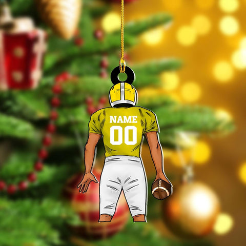 Artparel Personalized Football Ornament Customized Football Christmas Ornaments Football Ornament Christmas Hanging Décor Gift for Football Fans Football Gifts Gift for Football Player (FB 18)